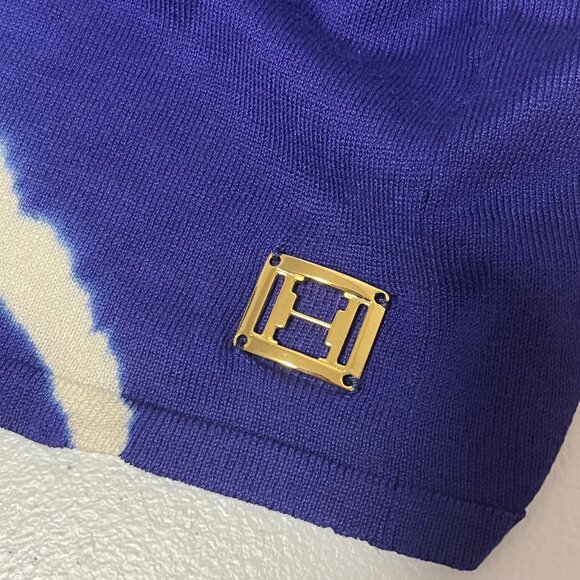 NWT Halston Heritage Open Front Cardigan S Blue Silk Blend Asymmetric Sweater - Picture 4 of 14